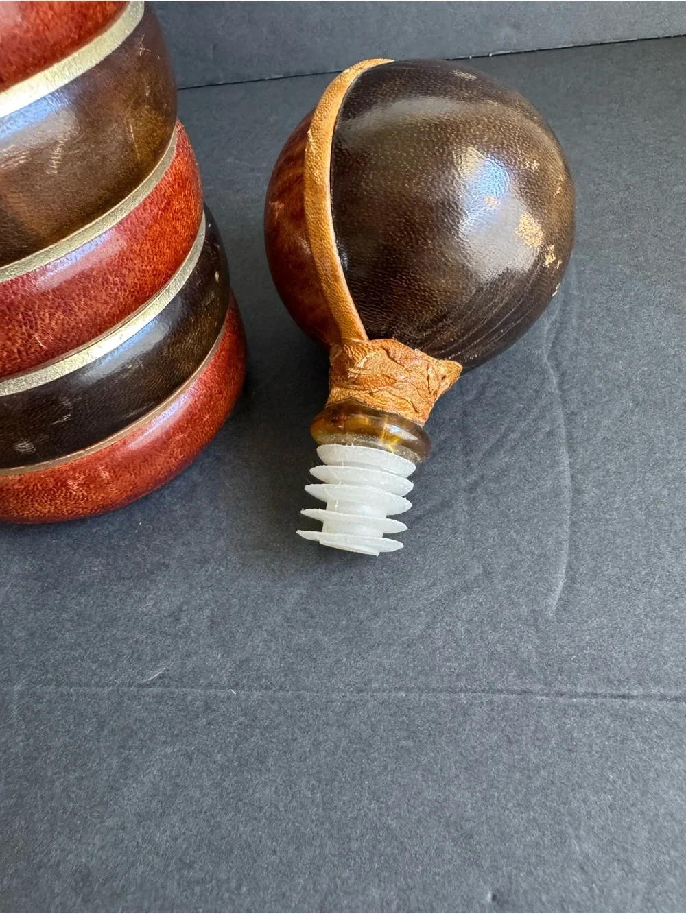 Vintage Italian Leather Wrapped Decanter Mid Century Modern Made In Italy 14